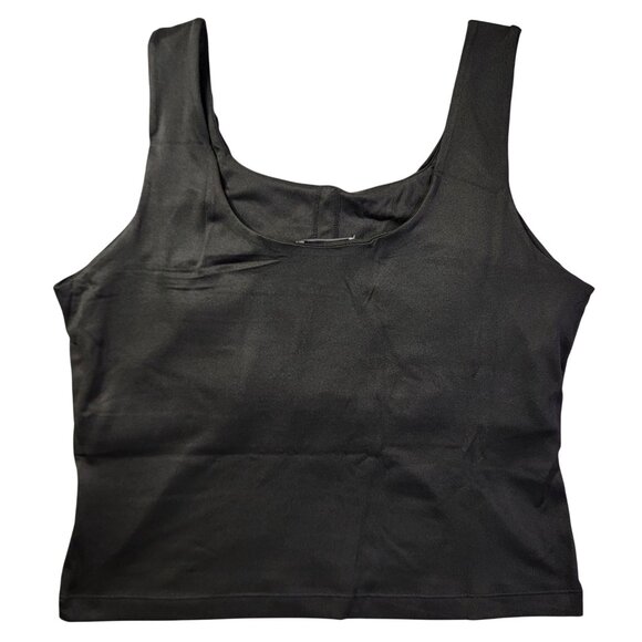 White Birch Built in Bra Tank Women L Ultra Soft Black Sleeveless Scoop Neck New - Picture 2 of 8